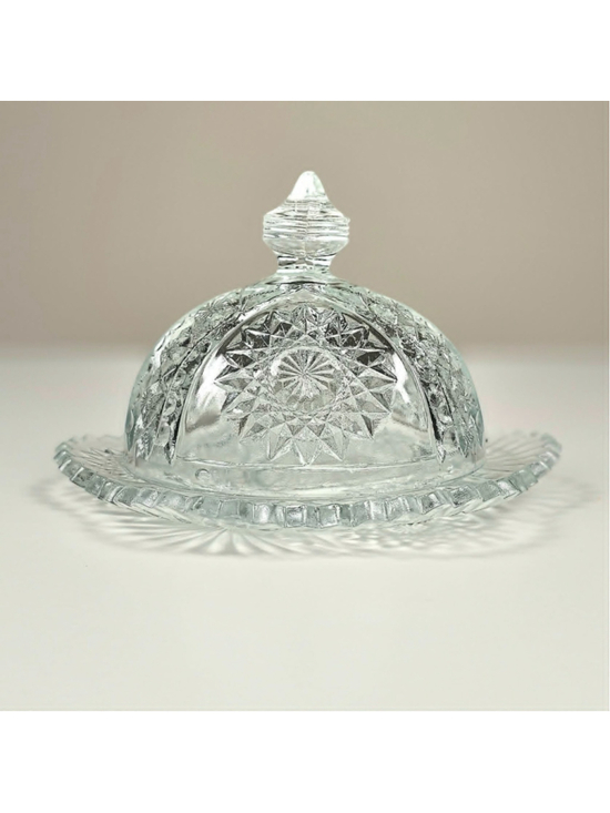 Indiana Glass Company Other - 1910 Indiana Glass Oval Star Child Toy Miniature Covered Butter Dish No300